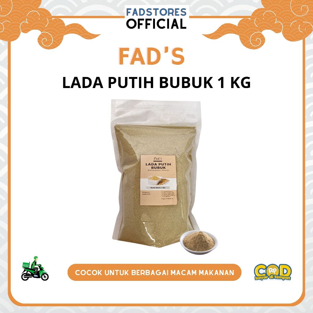 

Lada Putih Bubuk 1kg - Merica Sahang - White Pepper Powder 1kg - Fad's Rempah Bubuk - Rempah JSR