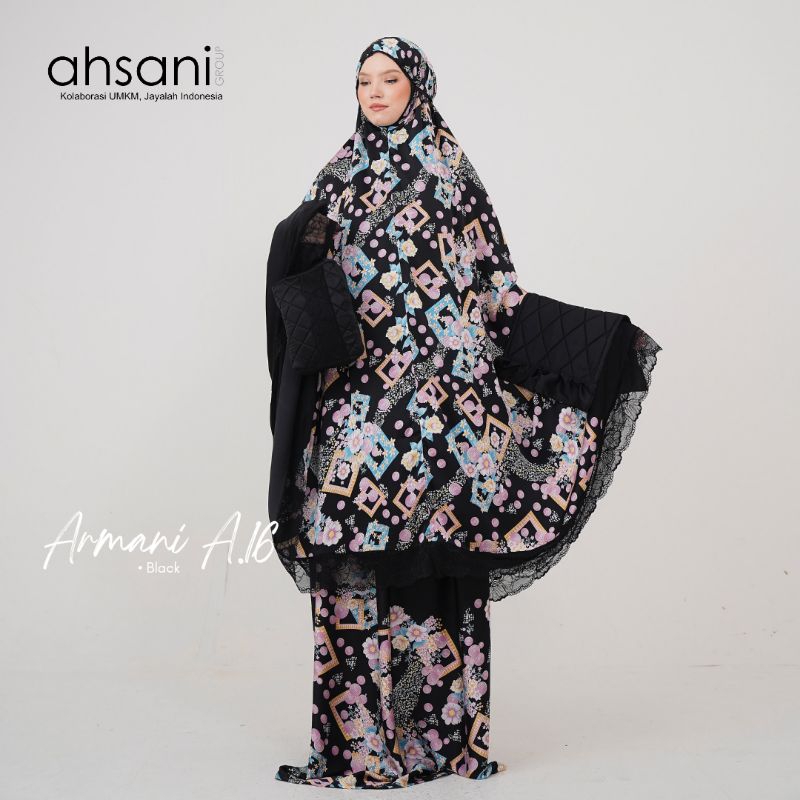 mukena Armani Silk Premium by Ahsani plus hard box ekslusif Ahsani / mukena 2 In 1 / mukena traveling / mukena travel