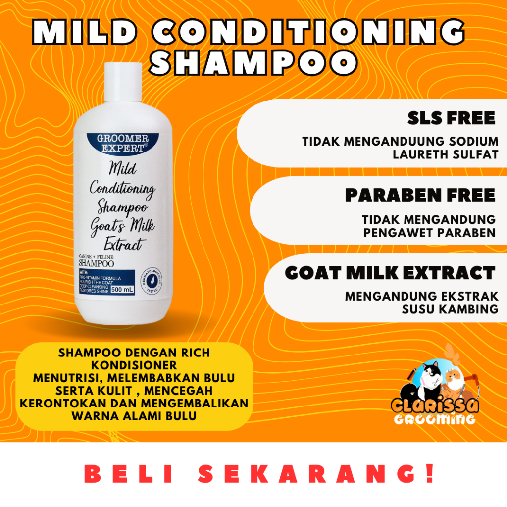 Groomer Expert Mild Shampoo Shampoo Kucing Natural Goat's Milk Extract