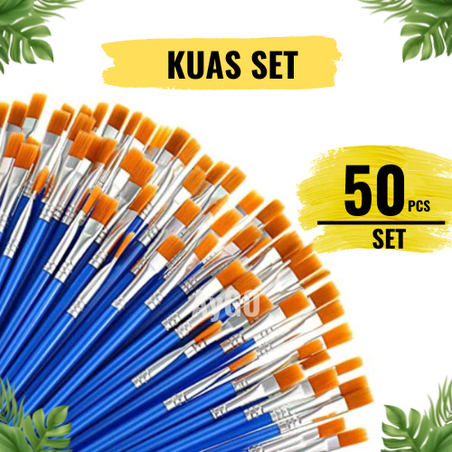 

50pcs/Set Kuas lukis Flat / Kuas Lukis Runcing