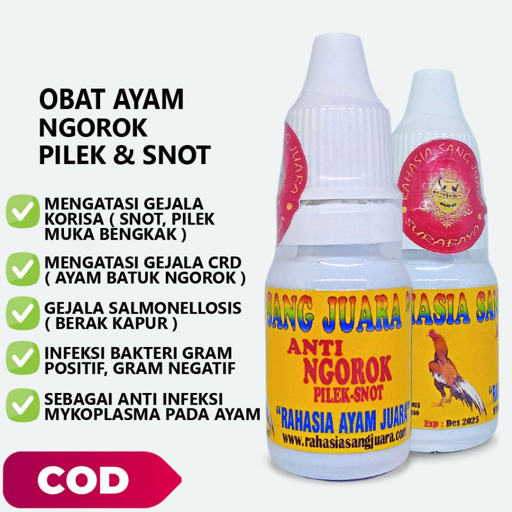 OBAT AYAM NGOROK PILEK DAN SNOT AMPUH UNTUK AYAM BANGKOK 15ml