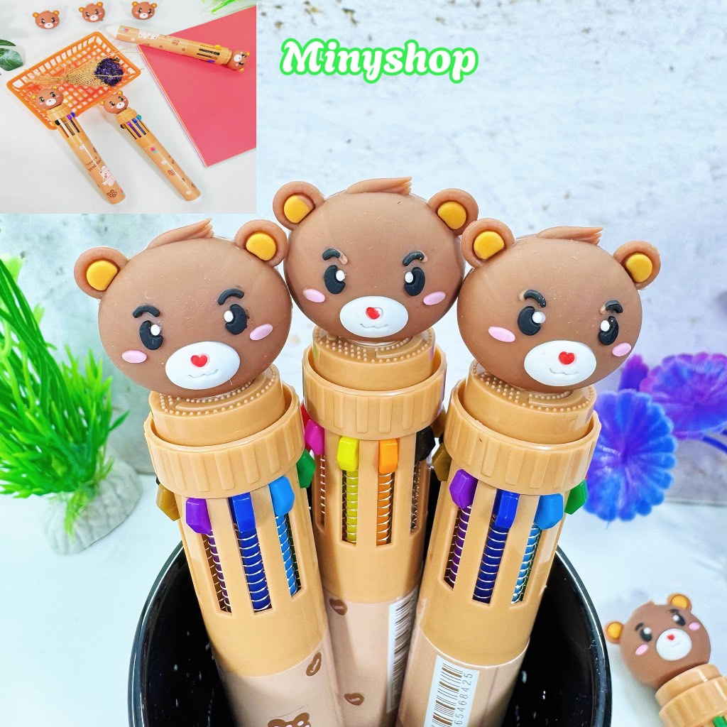 

Pulpen 10 Warna Warni Karakter Beruang Pena Motif Teddy Bear Imut ATK