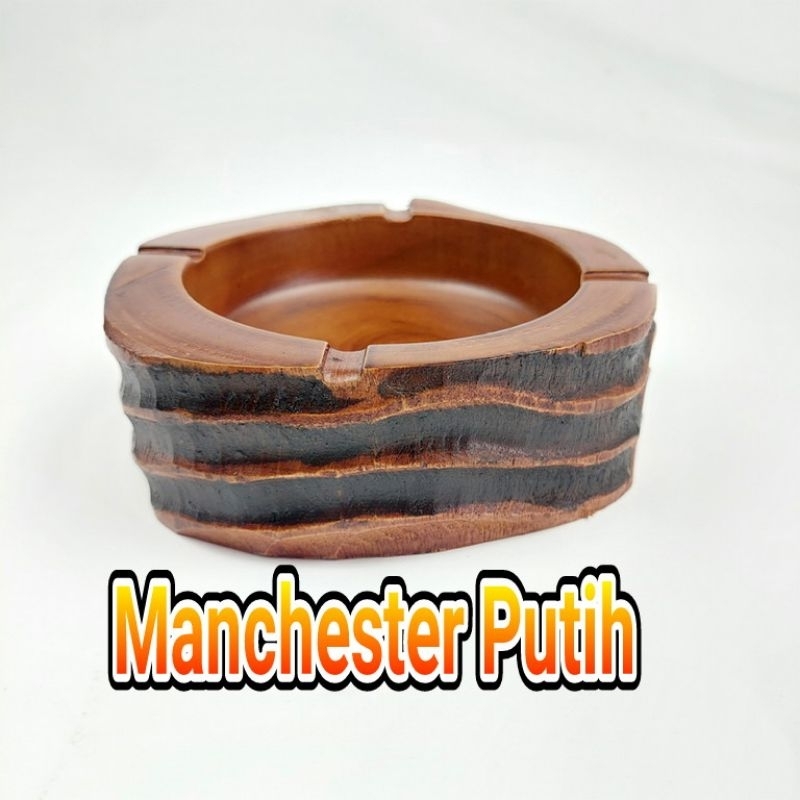Asbak Motif Ukir Kayu Jati M PUTIH | Asbak kayu Jati