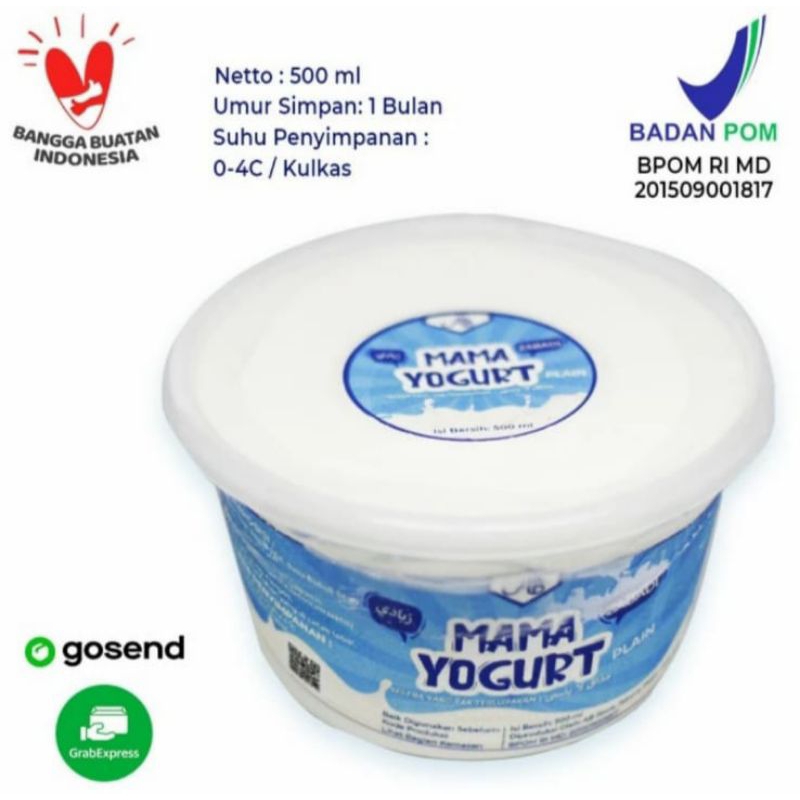 Mama Yogurt Zabadi Plain 500ml / Tanpa Air dan Gula / Probiotic Yogurt / YOGHURT MURNI