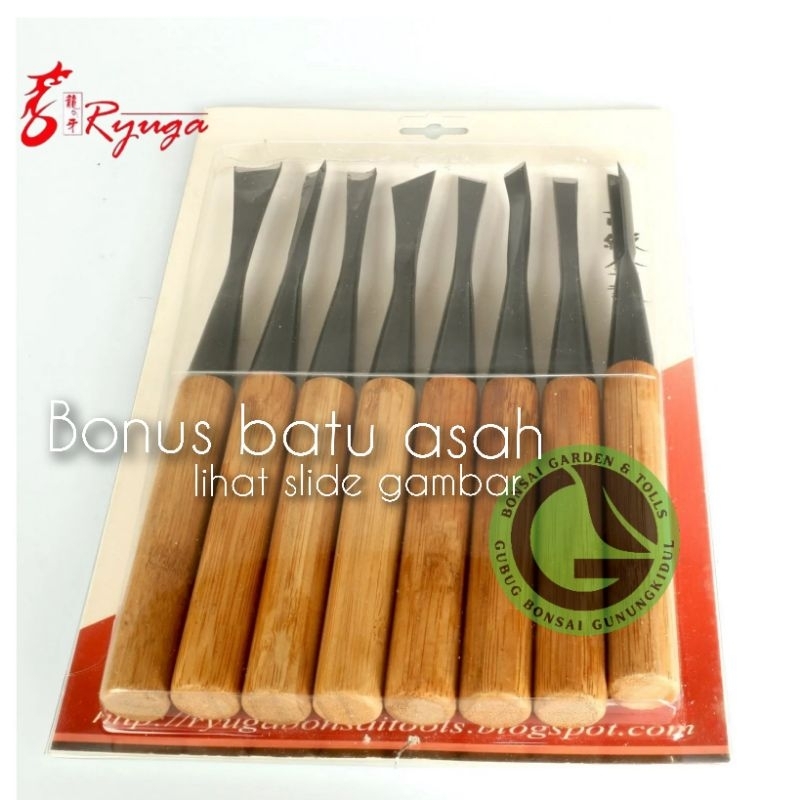 Alat bonsai , satu set tatah pahat bonsai Jepang RYUGA ORIGINAL alat carving CHISEL TOOLS RYUGA CT -