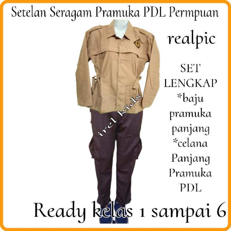 Setelan Seragam Pramuka Celana PDL Baju Pramuka Panjang Perempuan Non Set