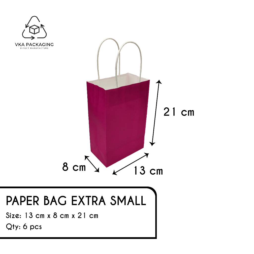 

Paper Bag White Kraft Solid Color Extra Small Kecil Warna Burgundy