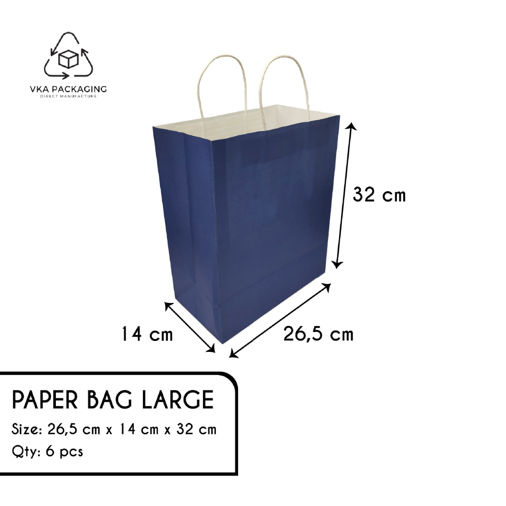 

Paper Bag White Kraft Solid Color Large Besar Warna Dark Blue