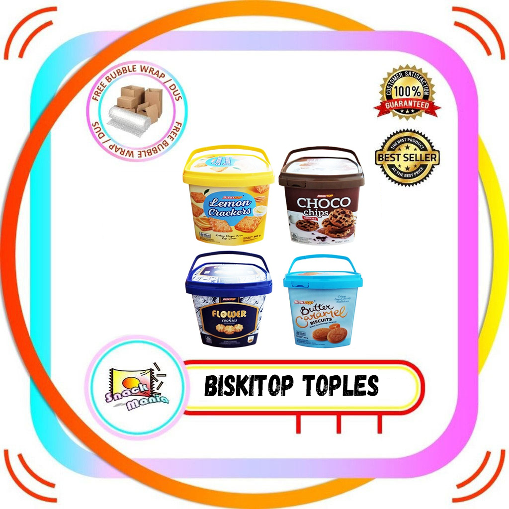 

Biskitop Biskuit Butter Caramel | Lemon | Flower | Choco Chips Cookies ~ 360 gr Handle Toples Coklat