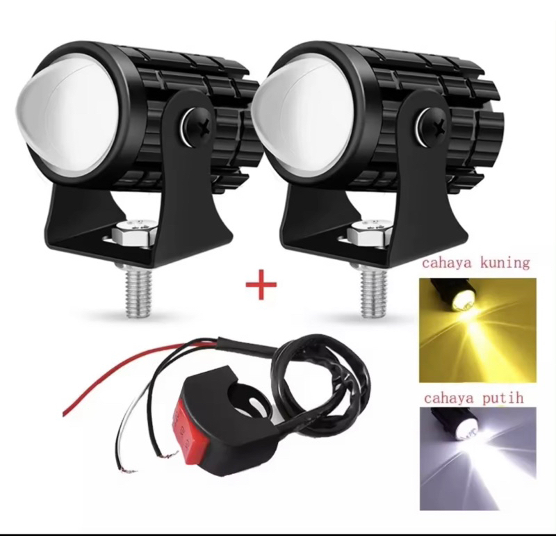 Lampu Tembak Sorot Motor LED D2 Laser Mini D2 Jauh Dekat 2 Warna 12V DC lampu Laser D2