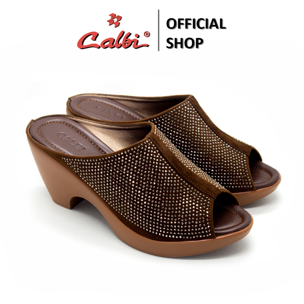 CALBI EBX 1815 Sandal Wedges Wanita Permata Selop 8cm Kondangan Anggun Nadine