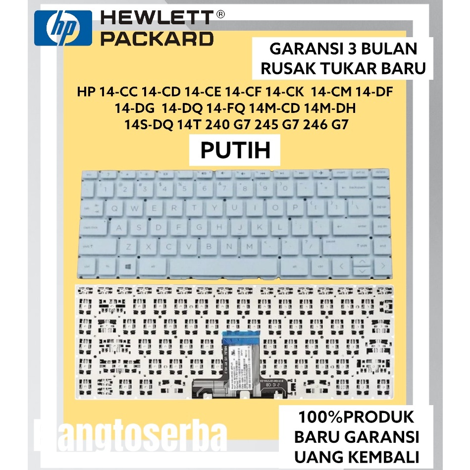Original KEYBOARD LAPTOP 14-CF Series, HP 14S-CF Series, HP 14-DF putih
