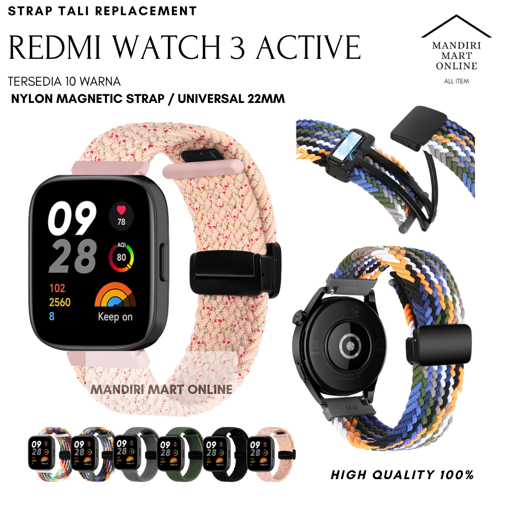 Strap Redmi Watch 3 Active Nylon Magnetic Buckle 22mm Tali Pengganti Redmi Watch 3 Active