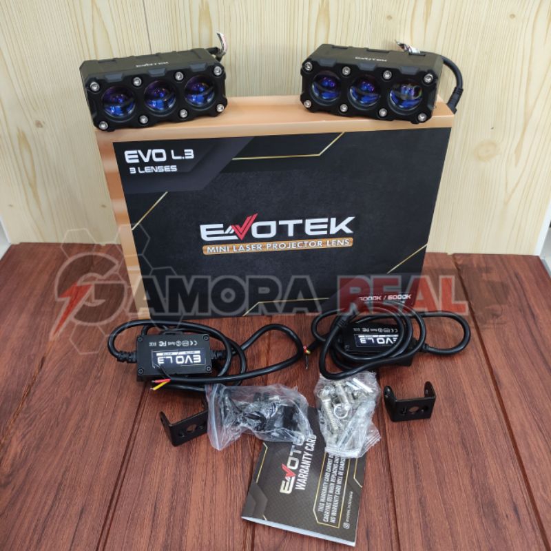 EVOTEX EVO L.3 L3 MINI PROJIE 3 MATA BLUE LENS 45 WATT 3 LENS