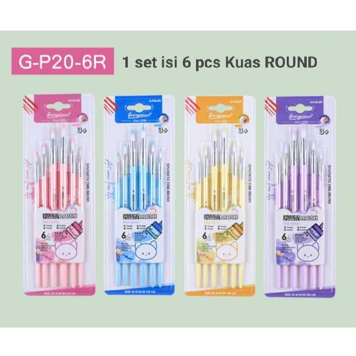 

Giorgione Kuas Set / Brush Set 6 pc FLAT ROUND FILBERT MIXED
