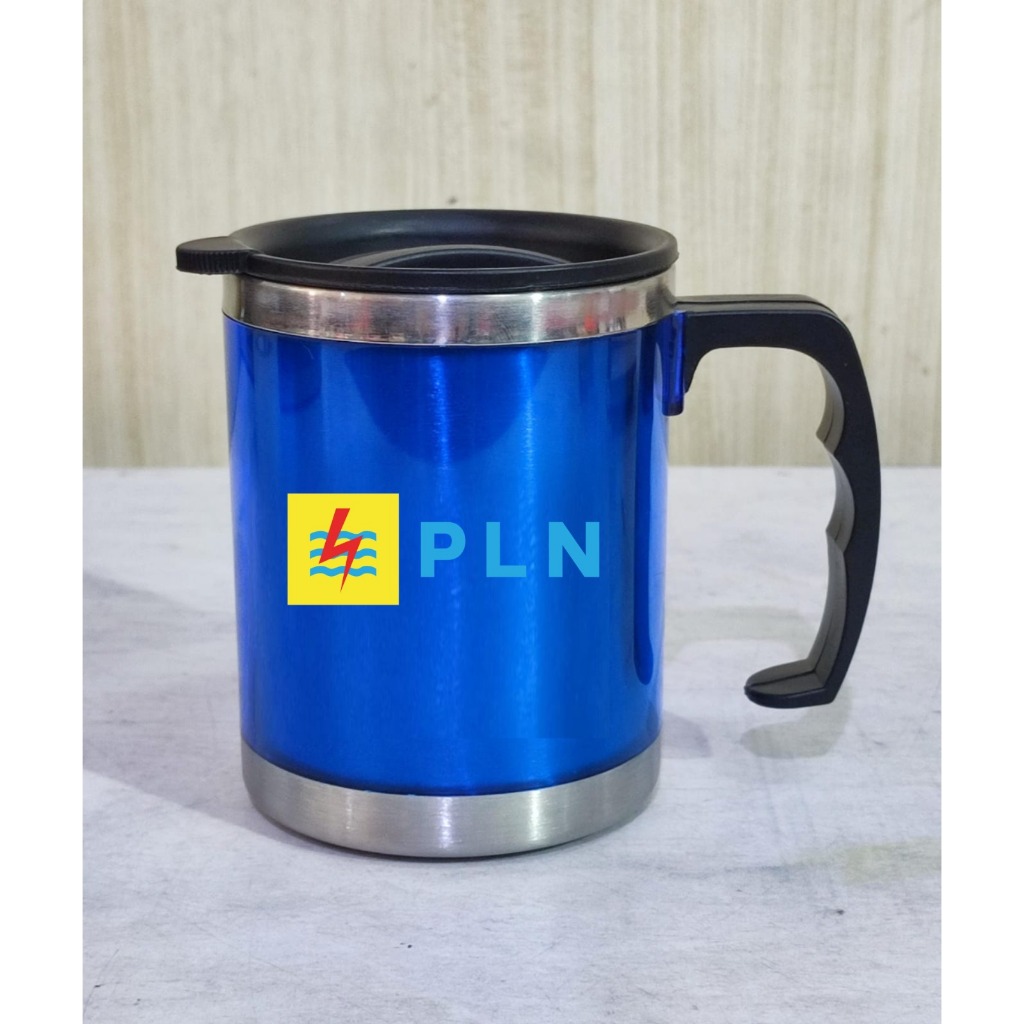 

Mug Stainlees Kopi Teh Logo PLN/Cangkir Gelas Murah/Souvenir Mug Gelas Custom