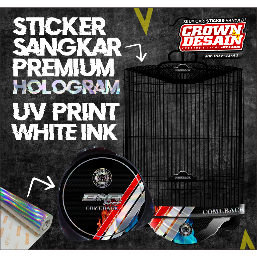 (COD) Decal Sangkar Murai BNR Indonesia Comeback Variasi Hologram Premium - Stiker Tebok Murai Batu 