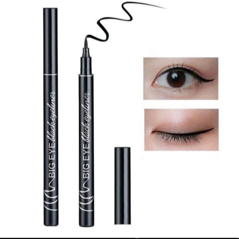 Eyeliner dan Pensil Alis Korea Warna Hitam dan Coklat Make Up Waterproof Pen Big Eye Tahan Lama
