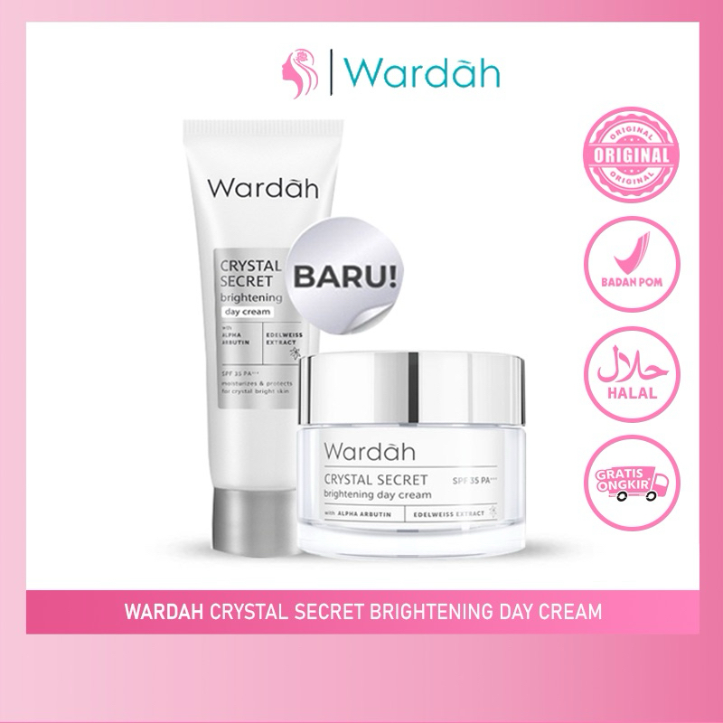 Wardah Crystal Secret Brightening Day Cream - Krim Siang dengan Ekstrak Edelweiss dan Niacinamide - 