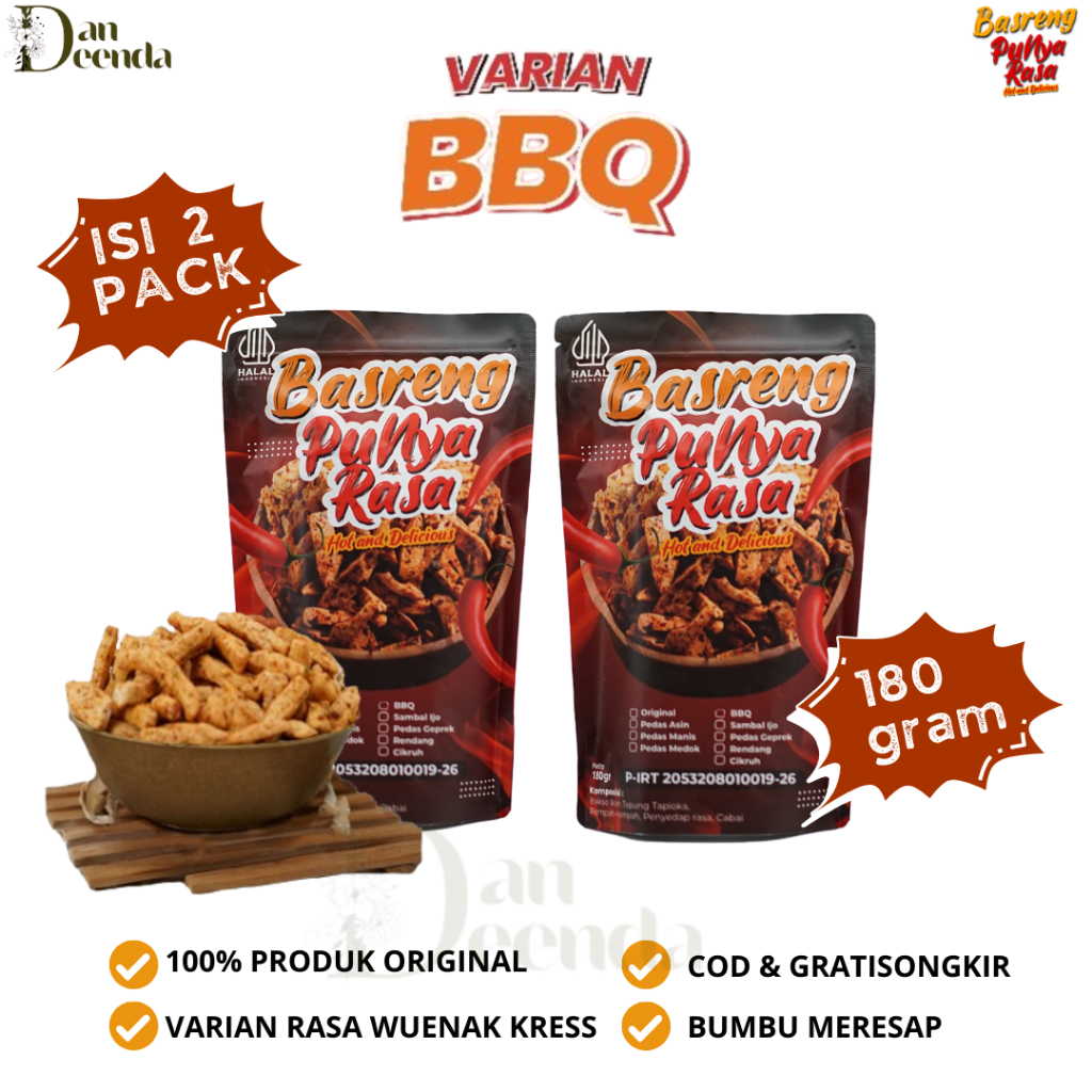 

Basreng Punya Rasa BBQ Paket Isi 2 Cabai Asli 100% Camilan Mantap Untuk Melepas Penat