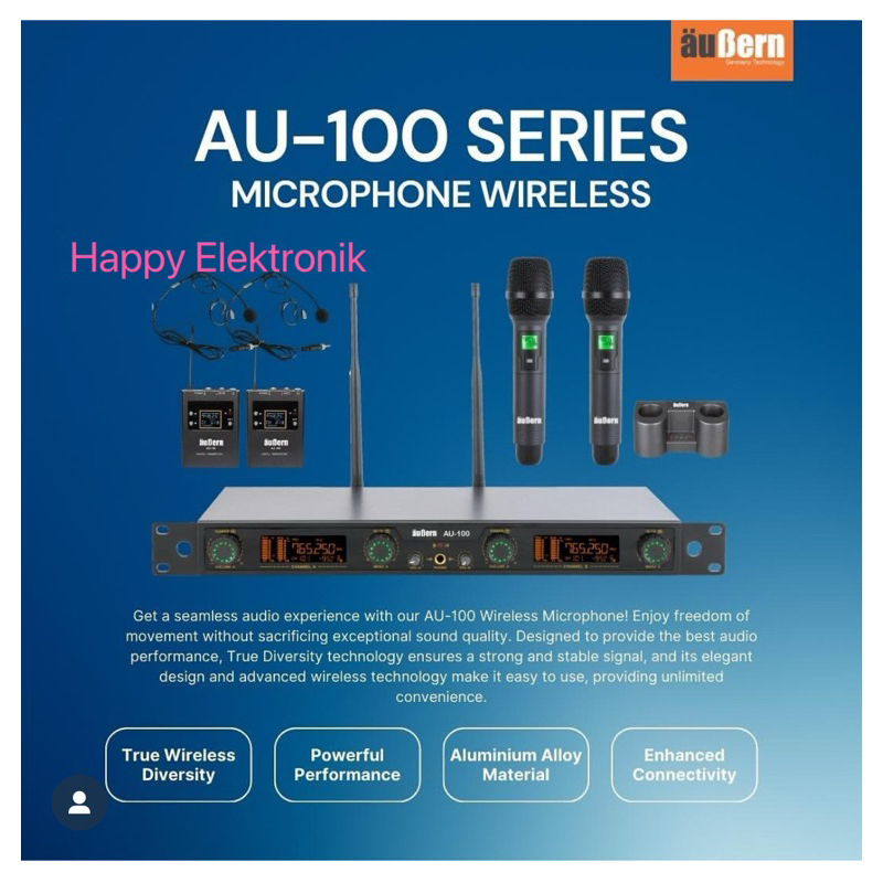 AUBERN Wireless Microphone AUBERN AU100WM AUBERN Mic terminal besar mikrofon Aubern mik Aubern AU 10
