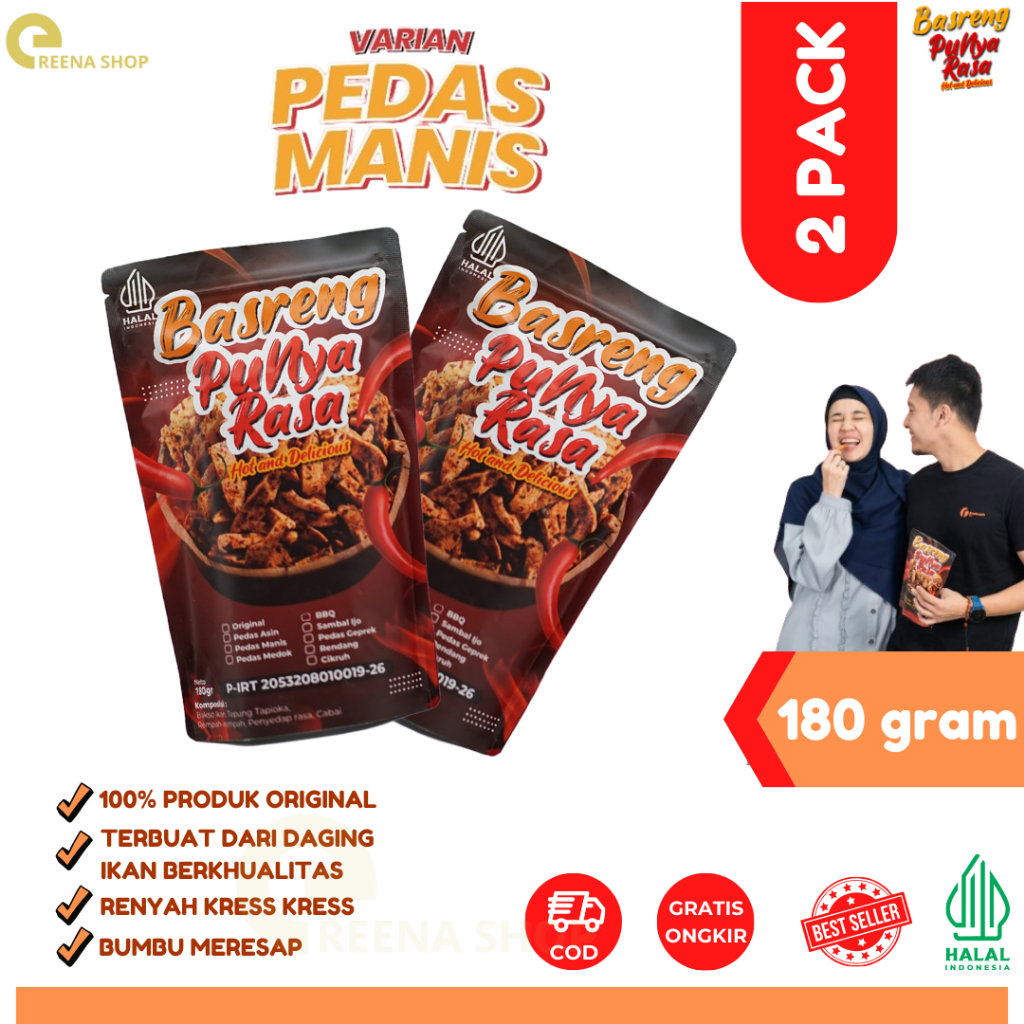 

Basreng Punya Rasa Paket Isi 2 Cemilan Pedas Manis Ekstrak Kencur dan Daun Jeruk Menambah Cita Rasa