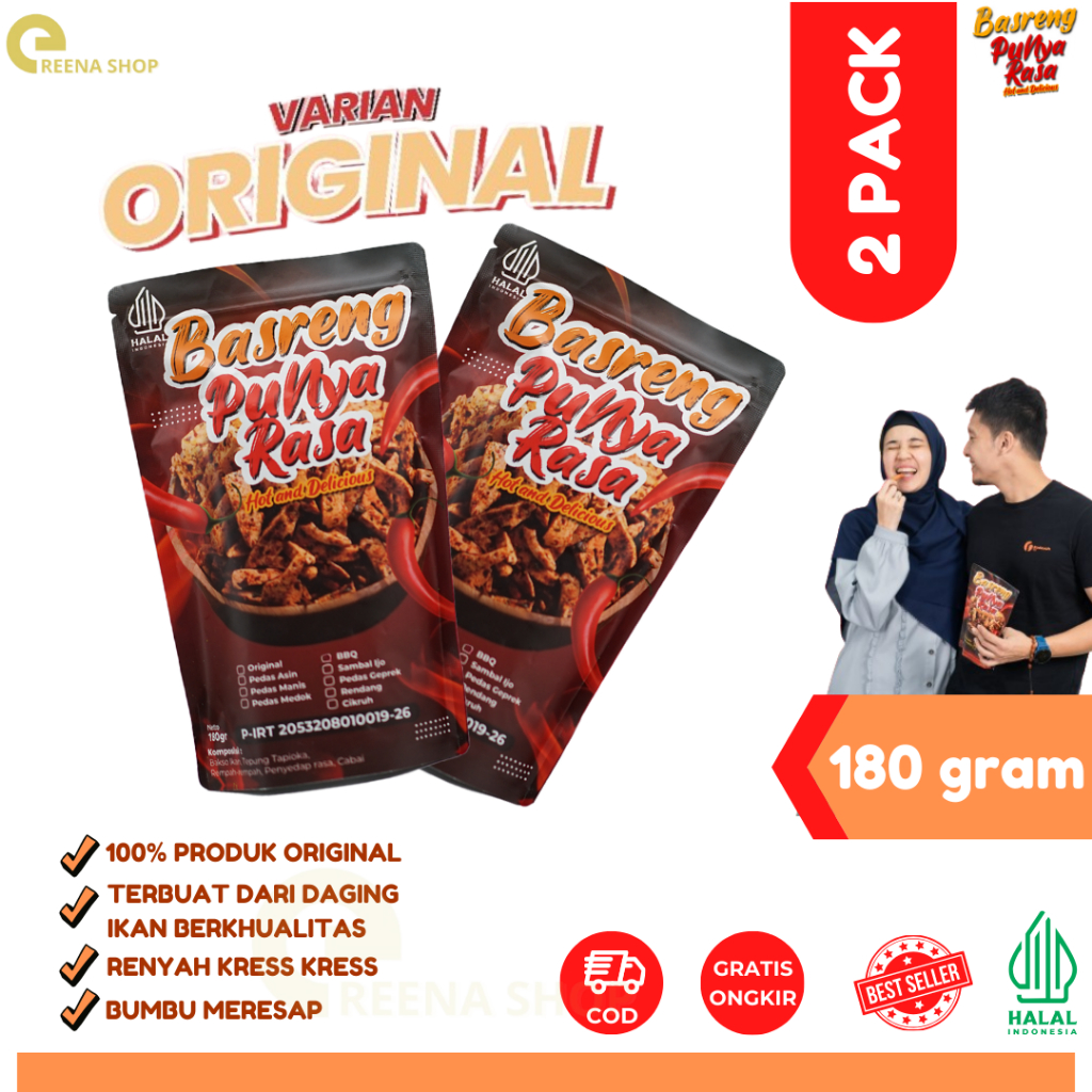 

Basreng Punya Rasa Ori Spesial Isi 2 Cemilan Praktis Ekstrak kencur dan daun jeruk Kemasan Praktis