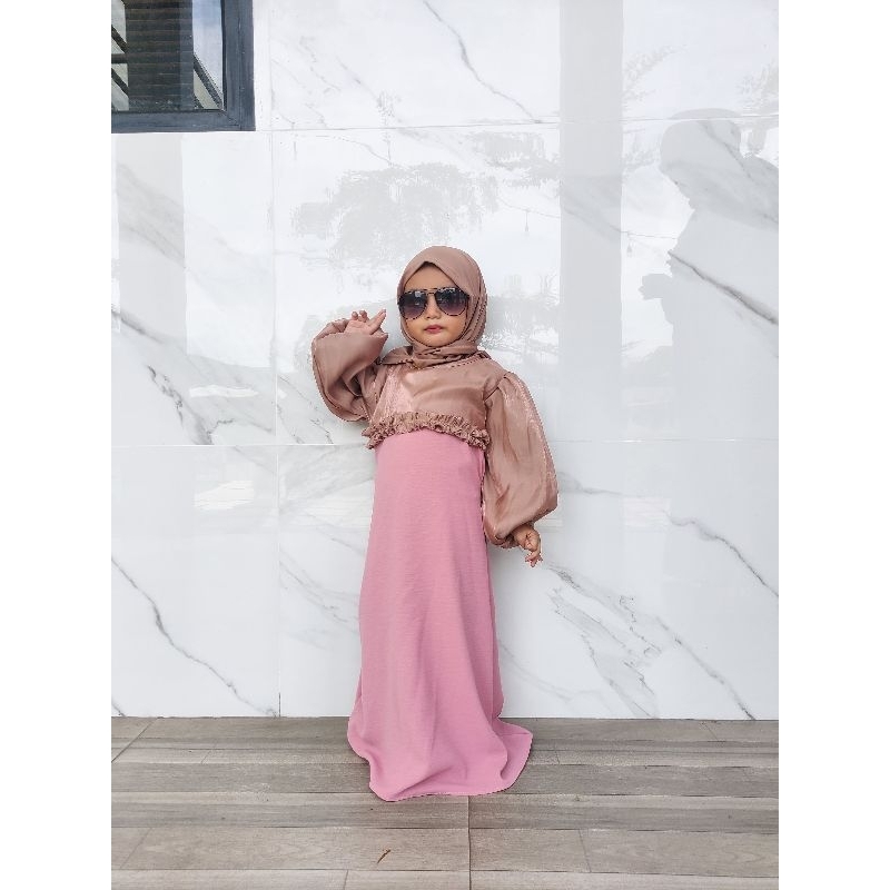 gamis shimer silk anak premium