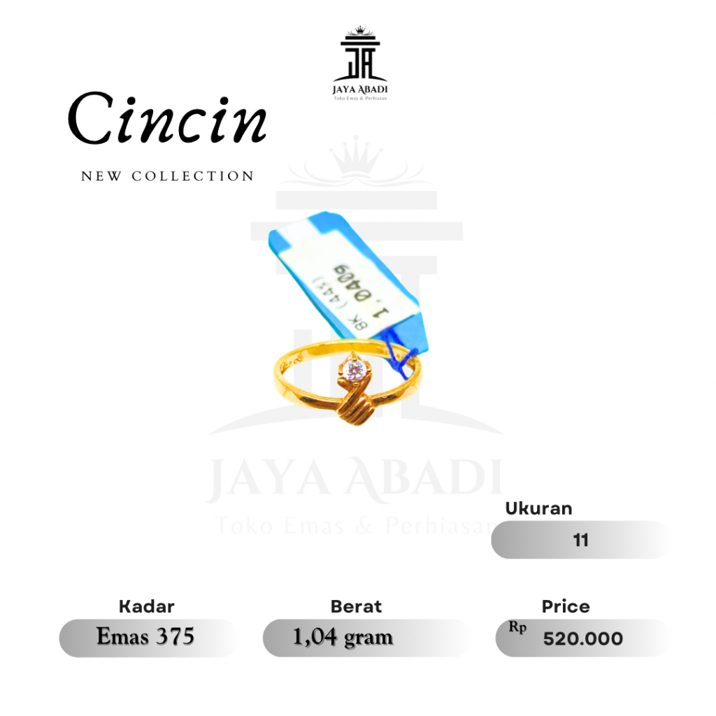 Cincin fashion emas 375 permata putih
