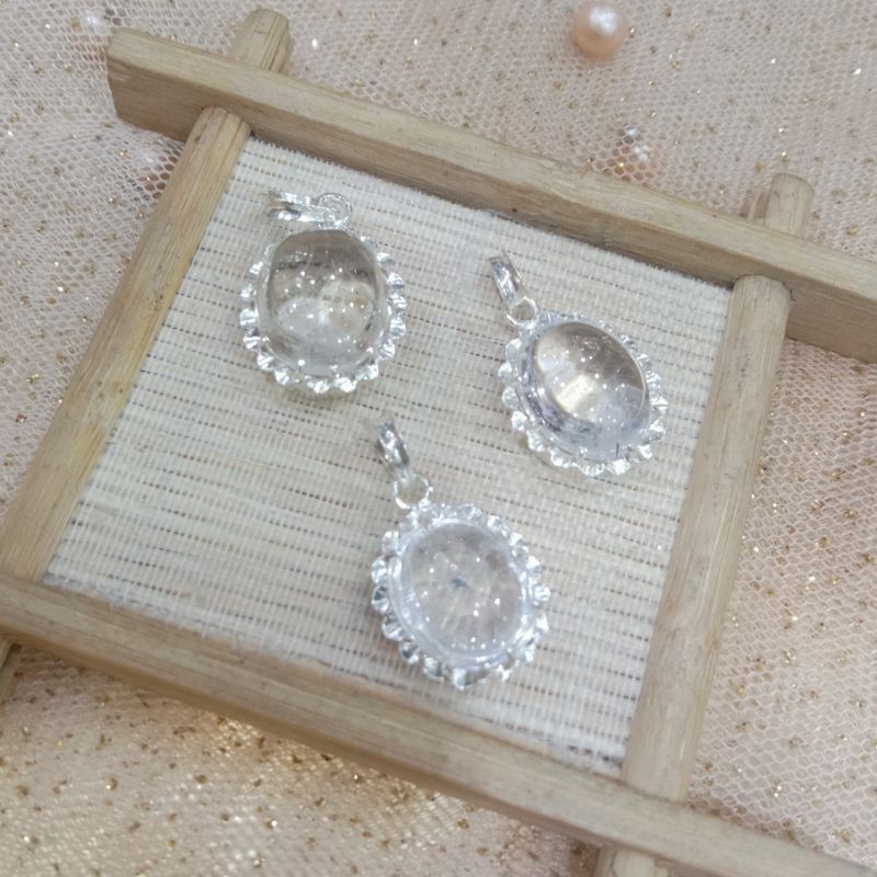 Liontin Perak Batu Kecubung Air / Es