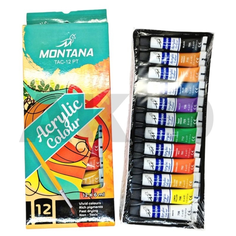 

Cat Akrilik Acrylic Colour MONTANA 12 Set Warna Acrilic Murah Lukis TAC12PT