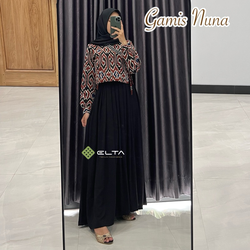 Elta gamis couple nuna elta tenun mix twill baju lebaran