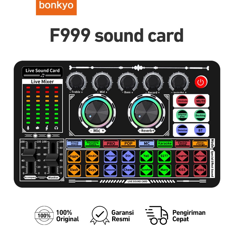 Telah Hadir Bonkyo F999 SoundCard Bluetooth compatible External Wireless DJ Mixer Pengurangan Kebisi