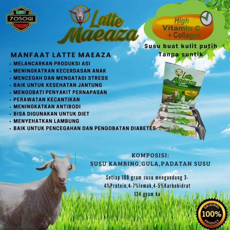 

Susu Kambing Latte Maeaza isi 10 sachet di jamin ORIGINAL