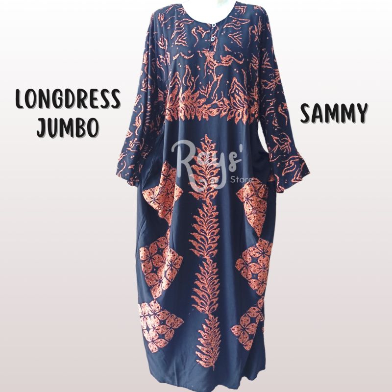 Longdress Sammy Jumbo Daster Batik Lengan Panjang