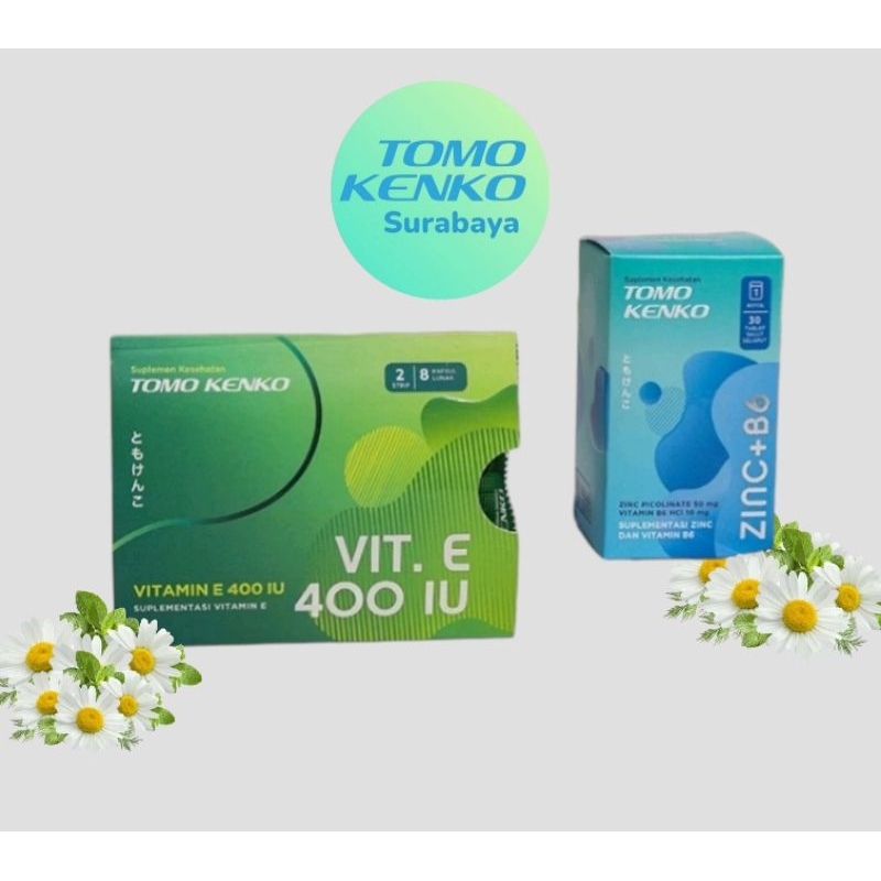 Combo Tomo Kenko Vitamin E 400 IU 1 Sleeve & Vitamin Zinc + B6 1 Botol