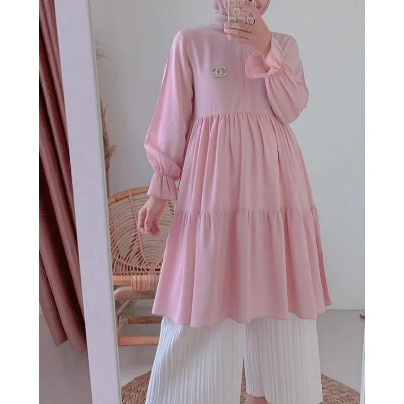 ATASAN MUSLIM WANITA JUMBO   SORAYA TUNIK POLOS JUMBO(S M L XL XXL XXXL 5L)