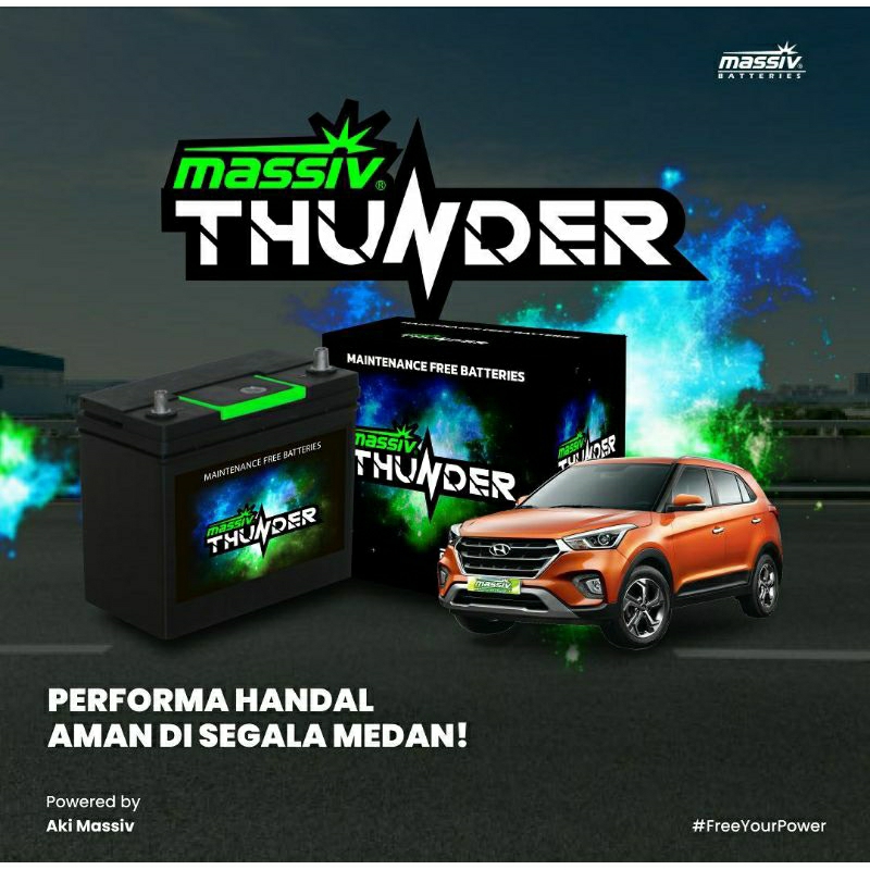 Aki Massive Thunder N70 65D31R 70A Aki bebas perawatan