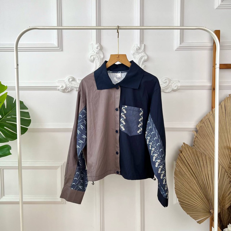 Navy Grey Shirt / Baju Atasan Blouse Wanita Import