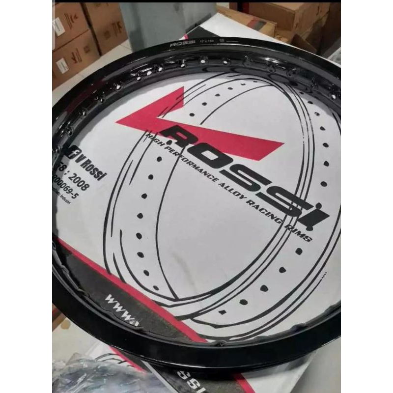 Velg Rossi Rosi Pelek set depan belakang 140 / 160 ring 17 Hitam Glossy Hitam Kilap Silver Glossy Ro