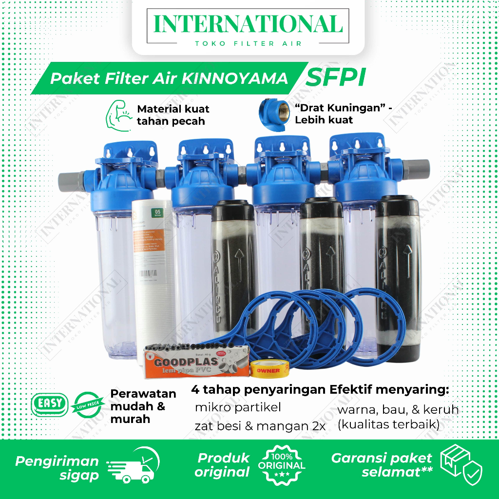 CTY Filter Air Sumur Bor Zat Besi Lengkap 1 set / Penjernih Air Toren Kuning Zat Besi Tinggi 4 Tahap