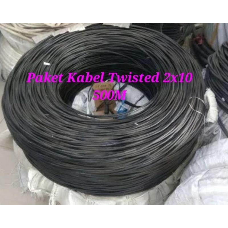 Kabel Twisted POLOS tanpa merk 2x10 paket 500M. cable SR. cable PLN listrik udara NFA2X
