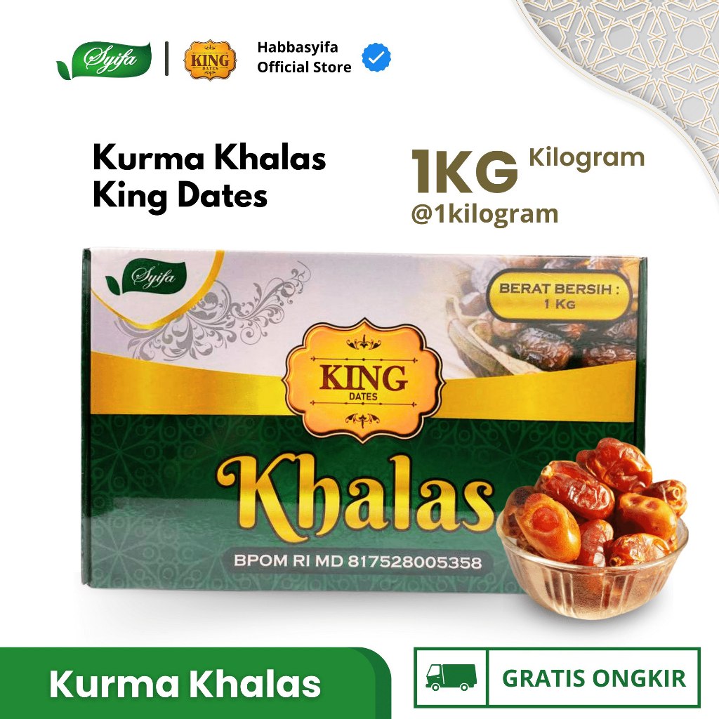 

Kurma Khalas King 500 gram dan 1 Kg King Dates Khalas Syifa | Kurma Premium Kemasan