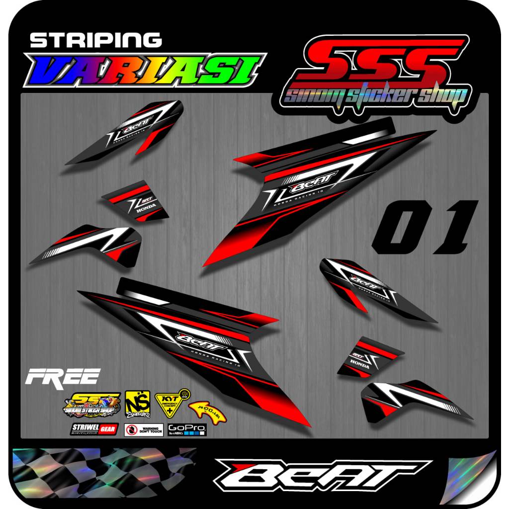 Stiker Striping Hologram Honda Beat Karbu Road Race 01