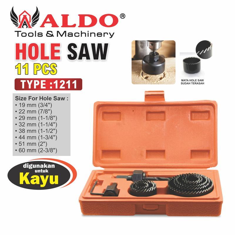HOLE SAW / MATA BOR PELUBANG KAYU 11 PCS TYPE : 1211 ALDO