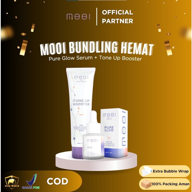MOOI Pure Glow Tone Up Booster Lotion + Pure Glow Serum Mencerahkan Kulit Wajah Original BPOM