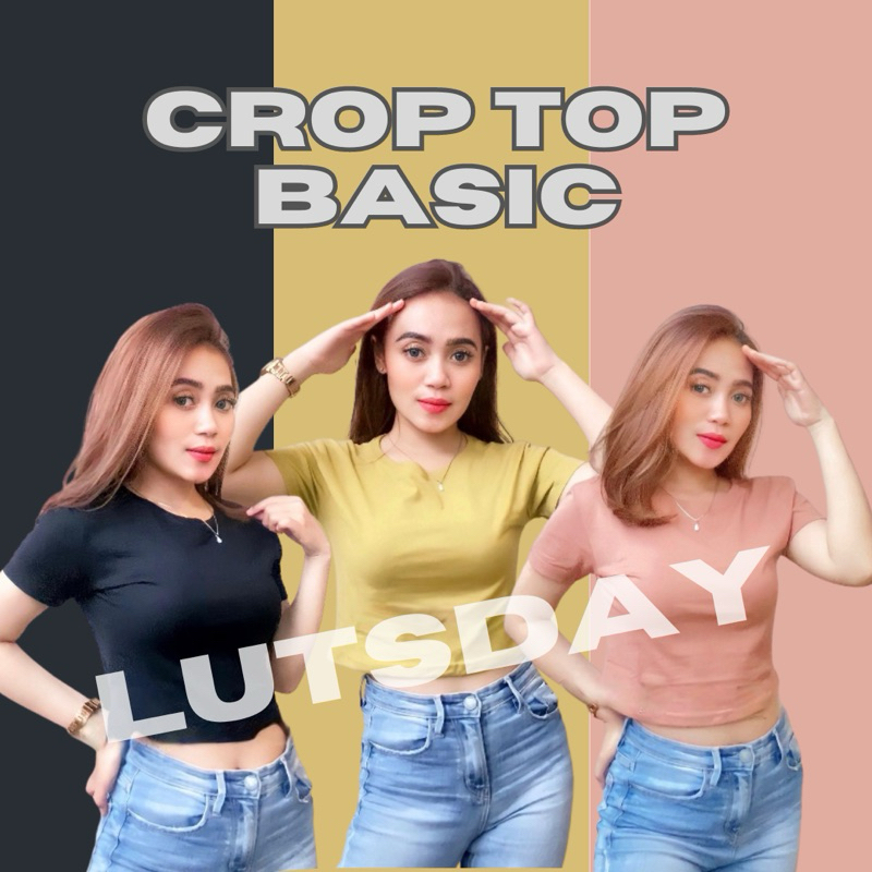 Kaos Crop Top Korea Wanita Lengan Pendek Baju Crop Top Atasan Wanita