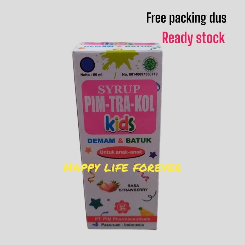 Pimtrakol Syrup Kids - Demam & Batuk untuk anak - anak - Rasa Strawberry