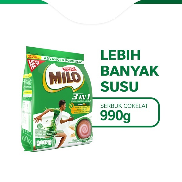 

Milo Active Go Susu Cokelat Malt Kemasan 990 gram Pouch