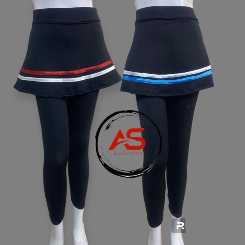 Rok legging Lis merah putih/rok panjang aerobik/rok olahraga senam fitness lari zumba/rok legging ol